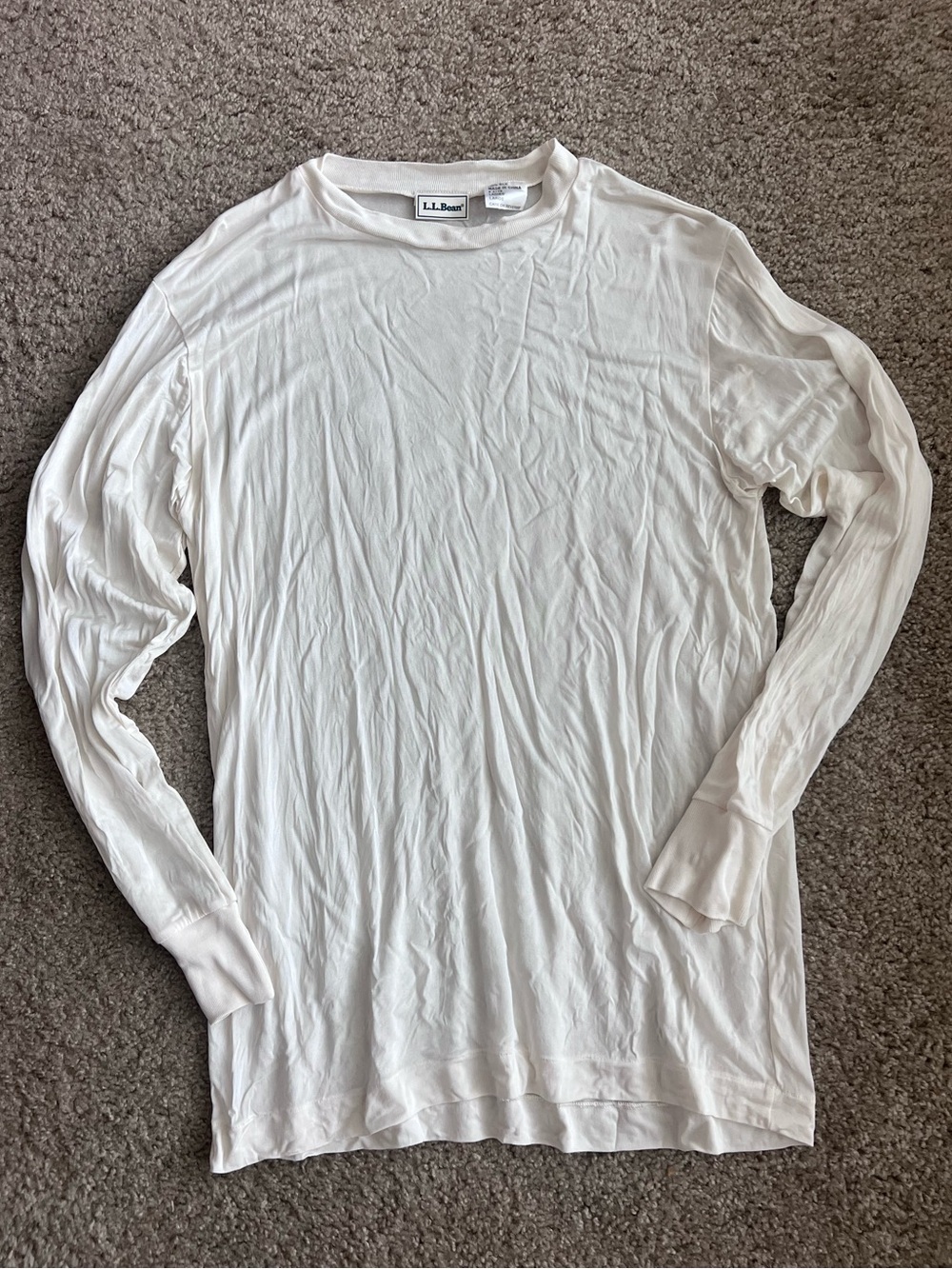 L.L.Bean white silk long sleeve shirt Size L
